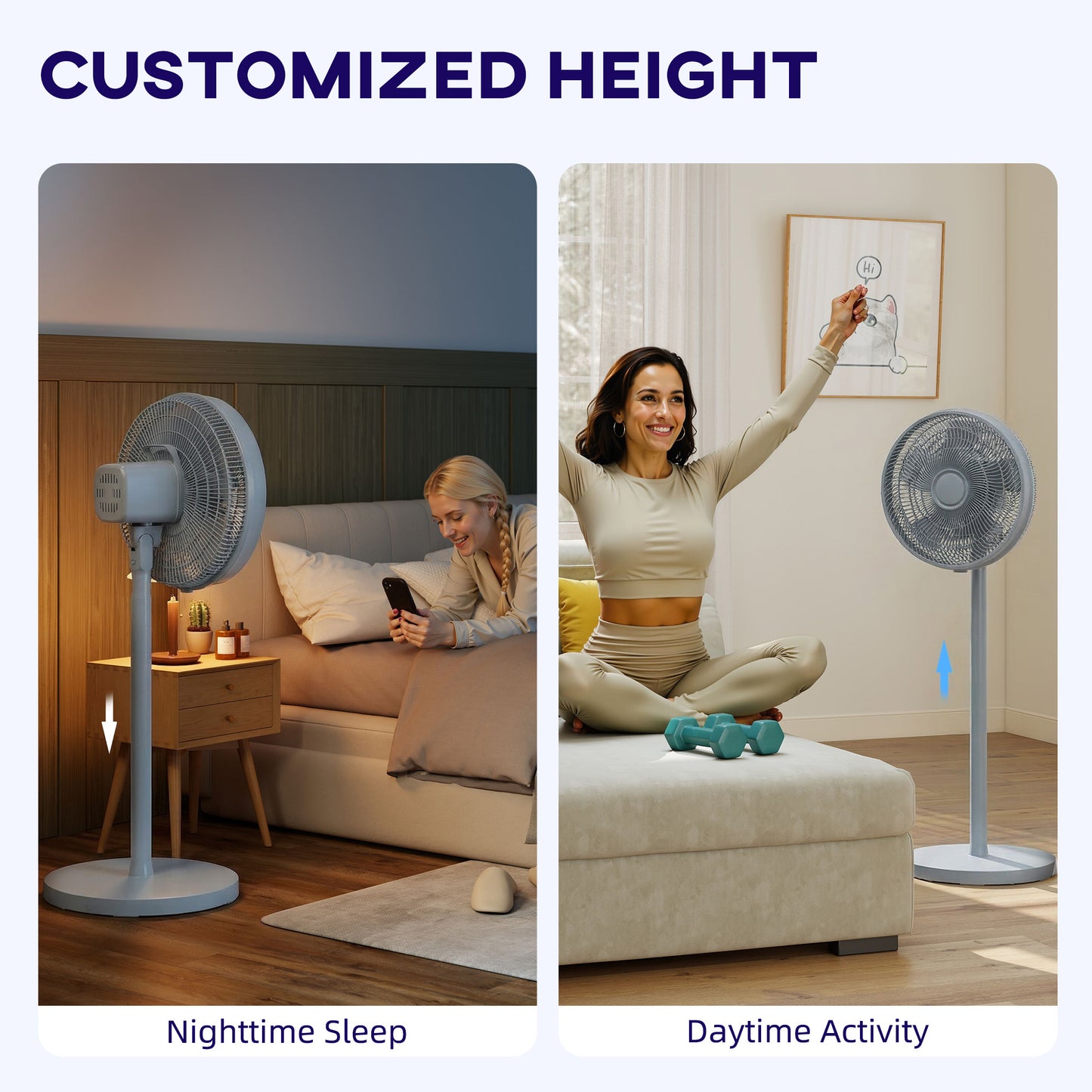 40 cm Standing Pedestal Fan, Quiet Electric Cooling Floor Fan, Grey