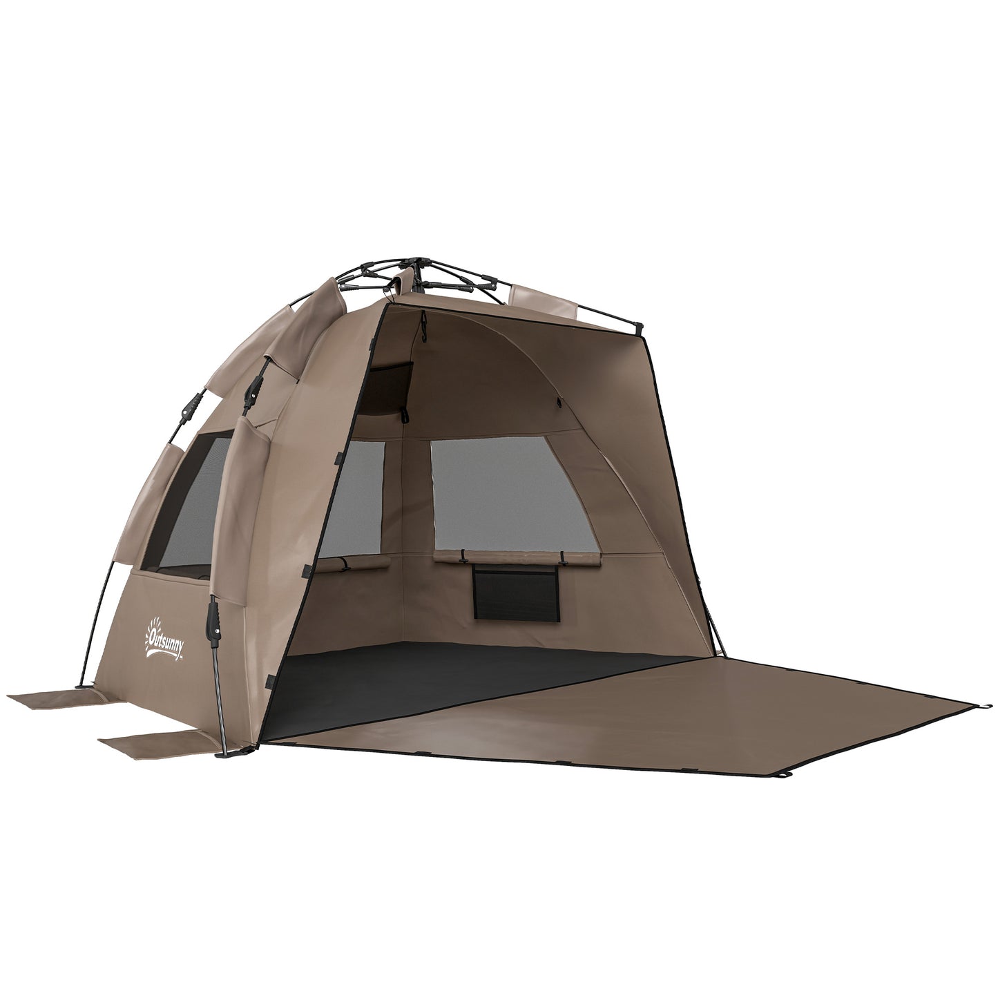 Pop Up Beach Tent for 2-3 Person with Carry Bag, UPF15+, Brown