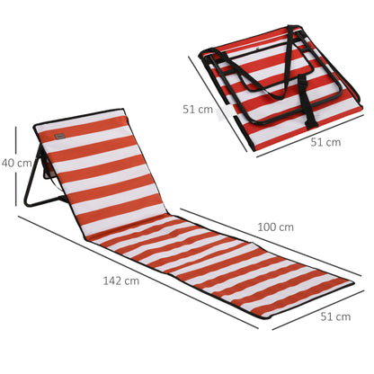 Garden Beach Chair Mat, Sun Lounger Seats with Adjustable Back - Orange/white