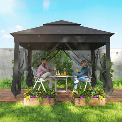 Garden Folding Tent Heavy Duty Pop Up Gazebo for Party Black