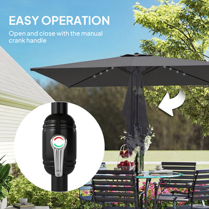 3 x 2 m Garden Parasol Umbrella with Light, Outdoor Patio Umbrella