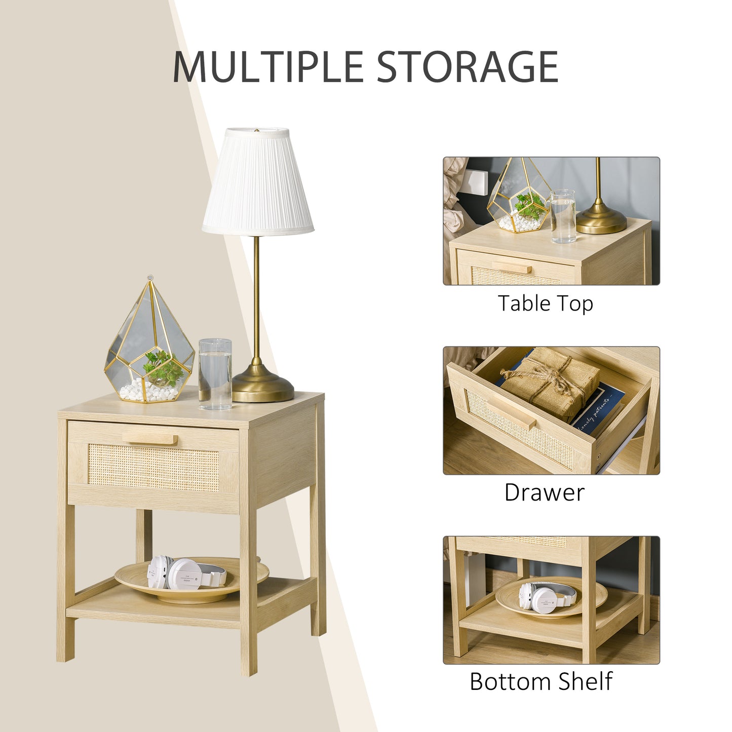 Nightstand Bedside Table End Table Storage Organizer W/ Drawer Shelf