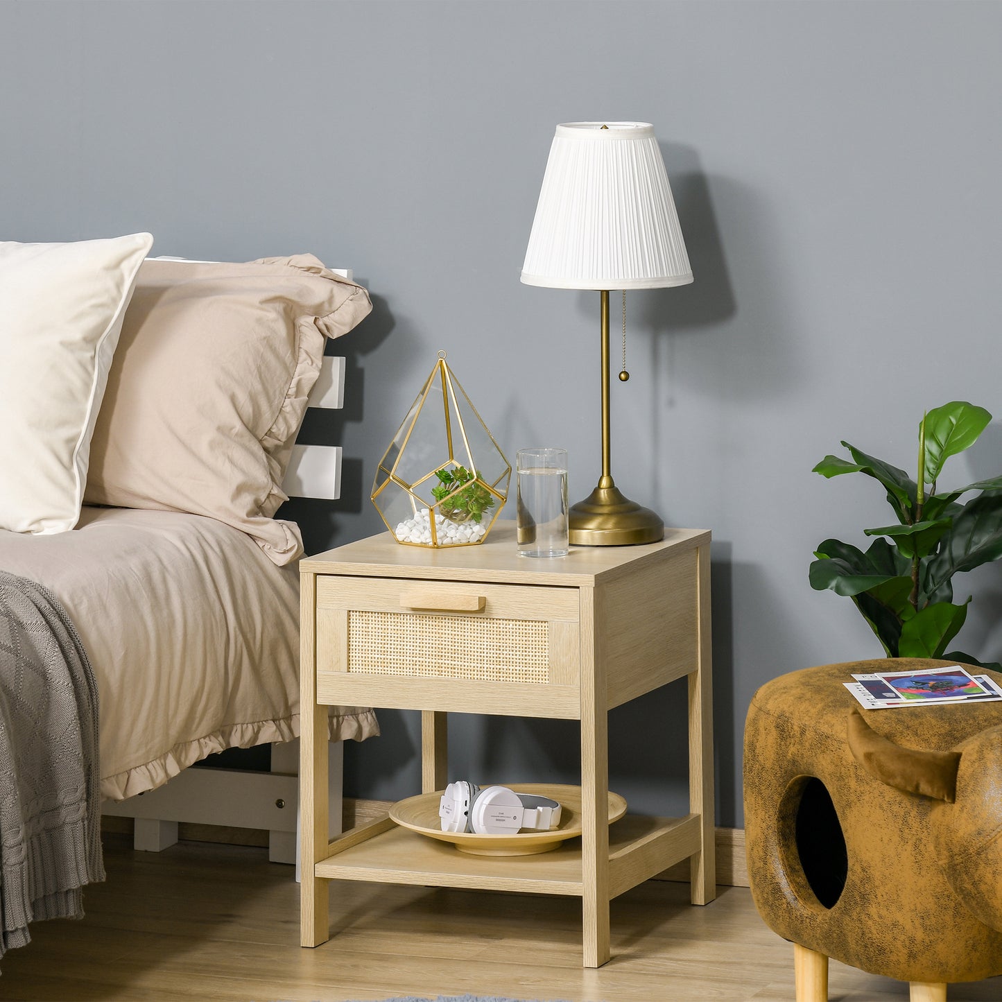 Nightstand Bedside Table End Table Storage Organizer W/ Drawer Shelf