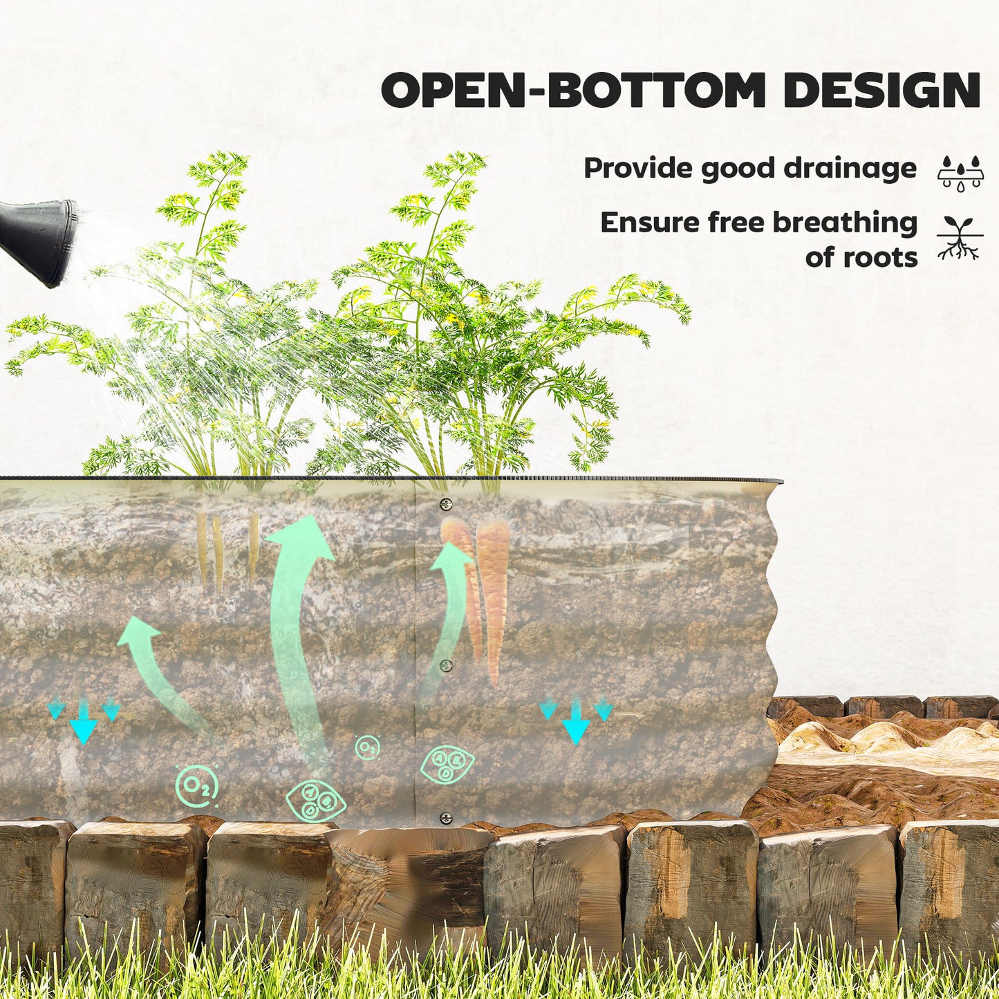 Galvanised Raised Garden Bed with Safety Edging, Cream White