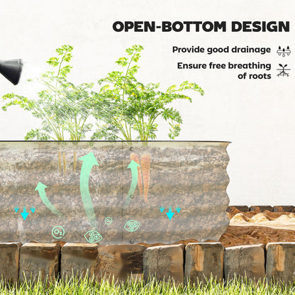Galvanised Raised Garden Bed with Safety Edging, Cream White
