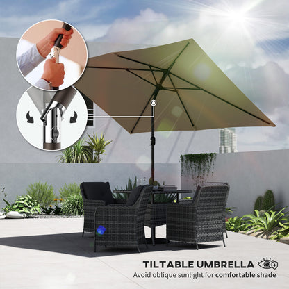 Garden Parasol, Outdoor Umbrella with Tilt Function, Khaki