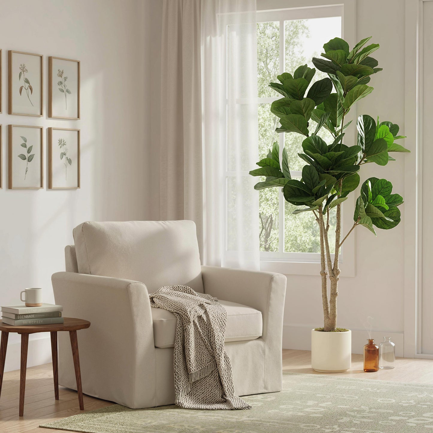180cm Artificial Fiddle Leaf Fig Tree, Realistic Fake Plant, Green