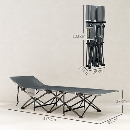Camping Bed for Adults with Mattress Folding Cot Light Grey