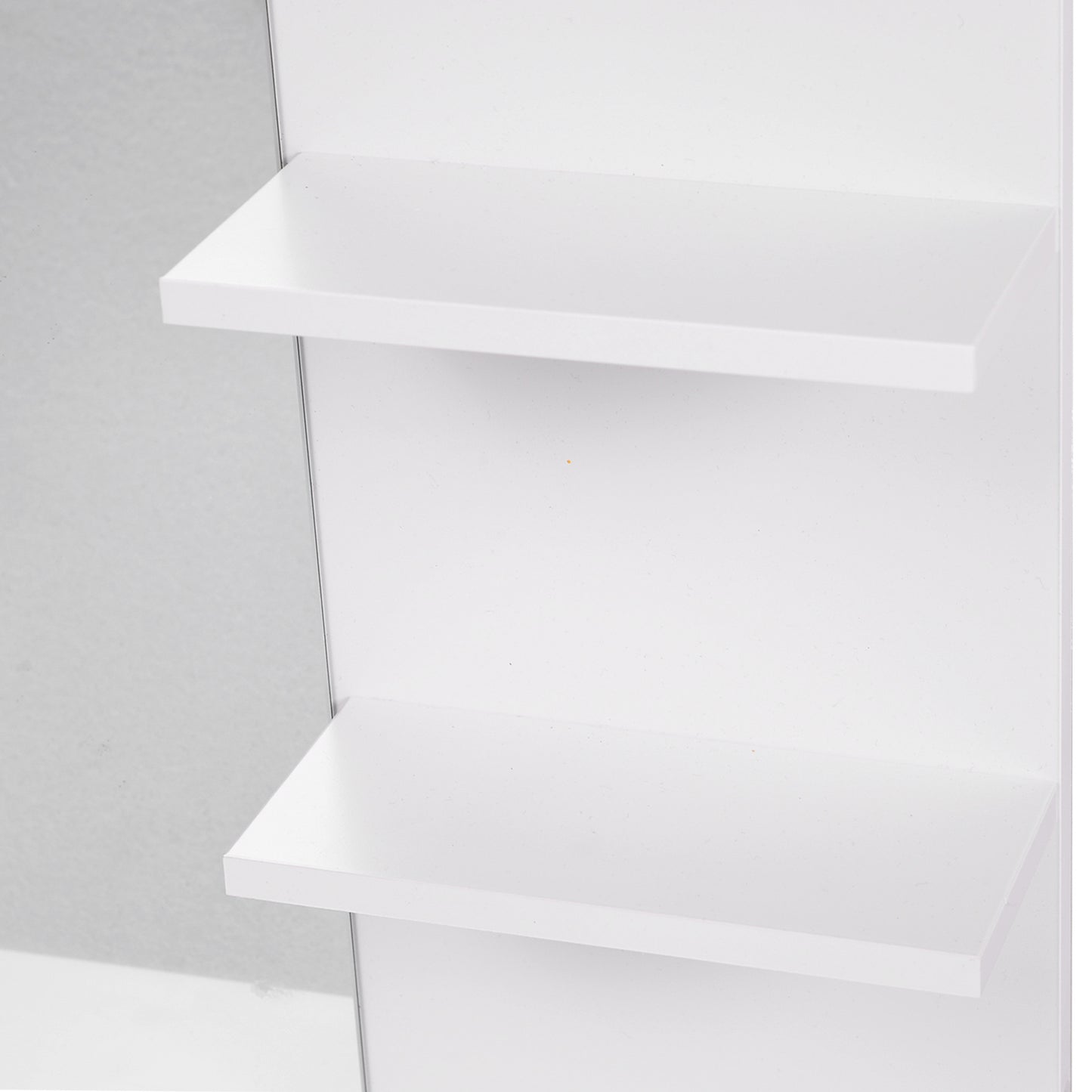 Bathroom Mirror Wall Mount Vanity Mirror with 3 Storage Shelves, White
