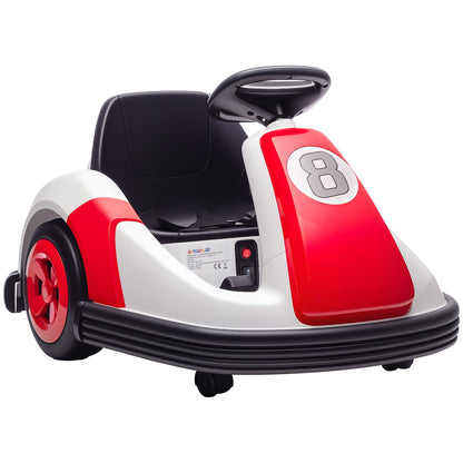 Kids Bumper Car with Game-Inspired Design and Oversized Wheels, 360-Degree Spin Electric Ride on Toy, Dual Motors, Music and Horn for Toddlers, Bumper Car for Kids Ages 37-96 Months, Red