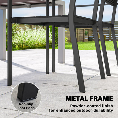 Garden Chairs Set of 4, Garden Dining Chairs, HDPE Seat, Black
