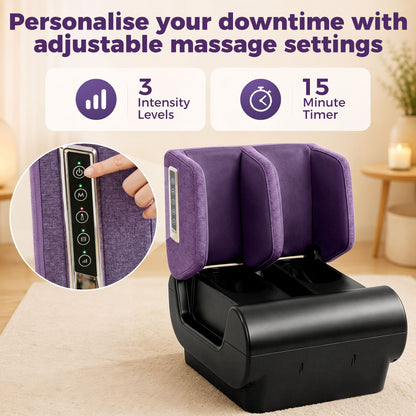 Foot and Calf Massager, 2 in 1 Foot Massager Machine & Ottoman with Shiatsu Foot with Heat, Air Compression, Timer, 3 Modes & Intensities for Feet, Ankle, Leg, Purple and Black