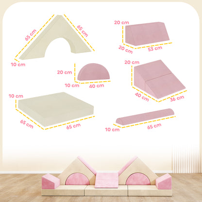 Kids Play Sofa, 12 Pieces Foam Modular Convertible Sofa, Pink