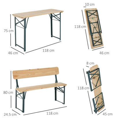 3PC Wooden Garden Picnic Set Patio Dining Table Bench Chair Party