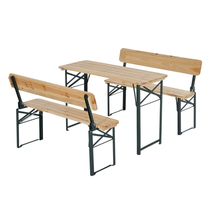 3PC Wooden Garden Picnic Set Patio Dining Table Bench Chair Party