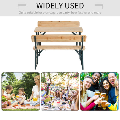 3PC Wooden Garden Picnic Set Patio Dining Table Bench Chair Party