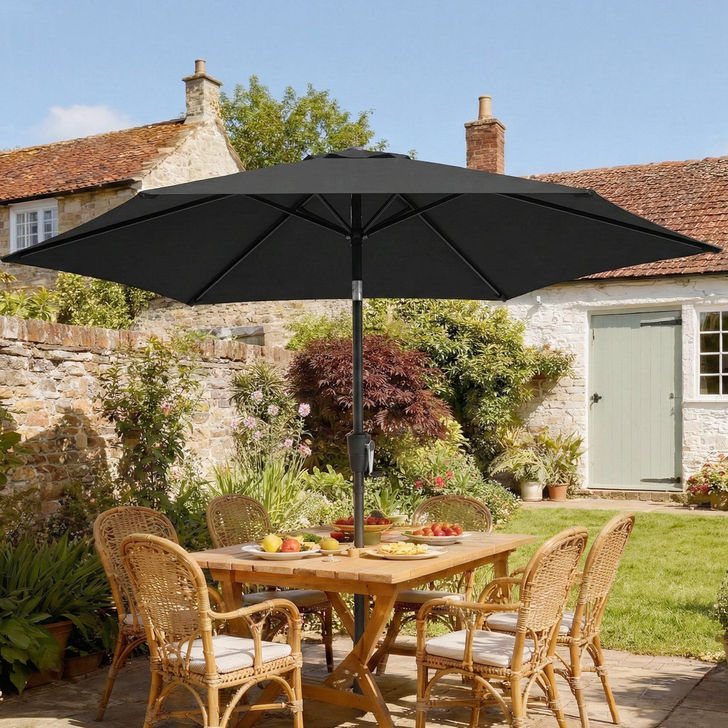 Garden Parasol, 2m Outdoor Table Parasol Umbrella with Tilt