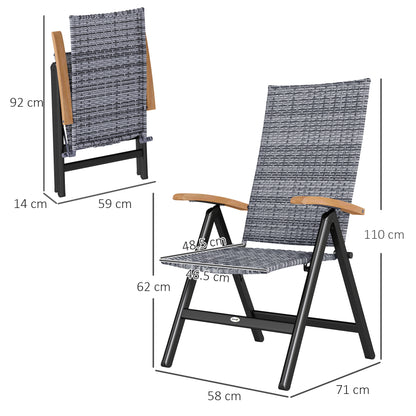 Outdoor Folding Rattan Chair, Dining Chair, Light Grey