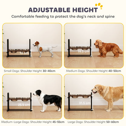 Raised Dog Bowls with 4 Heights Adjustable and 3 Adjustable Angles