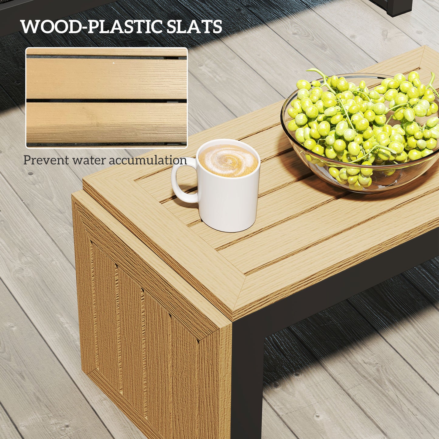 4 Seater L Shaped Aluminium Garden Furniture Set with Coffee Table