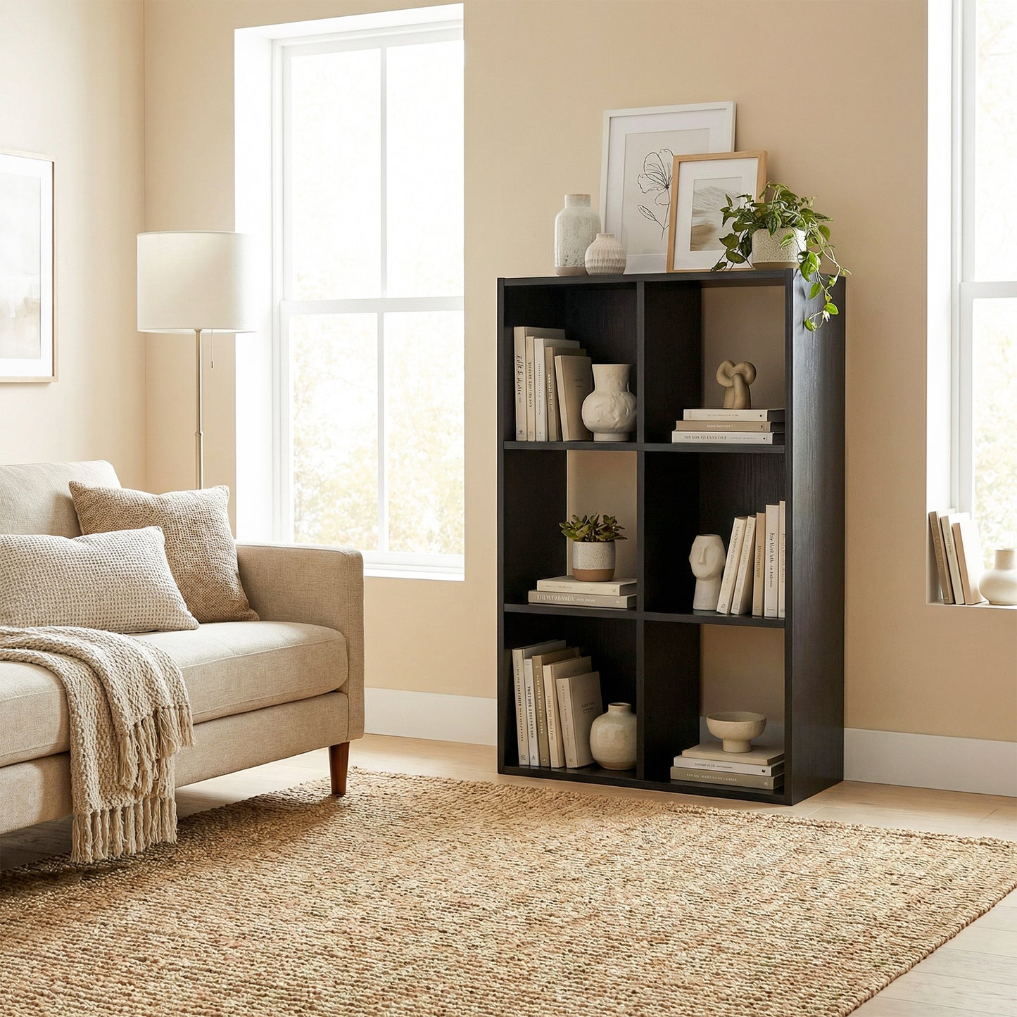 Industrial Storage Shelf, Bookcase, Bookshelf, Black Wood Effect