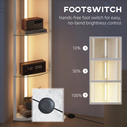 LED Floor Lamp with Shelves, Dimmable Standing Lamp with Foot Switch