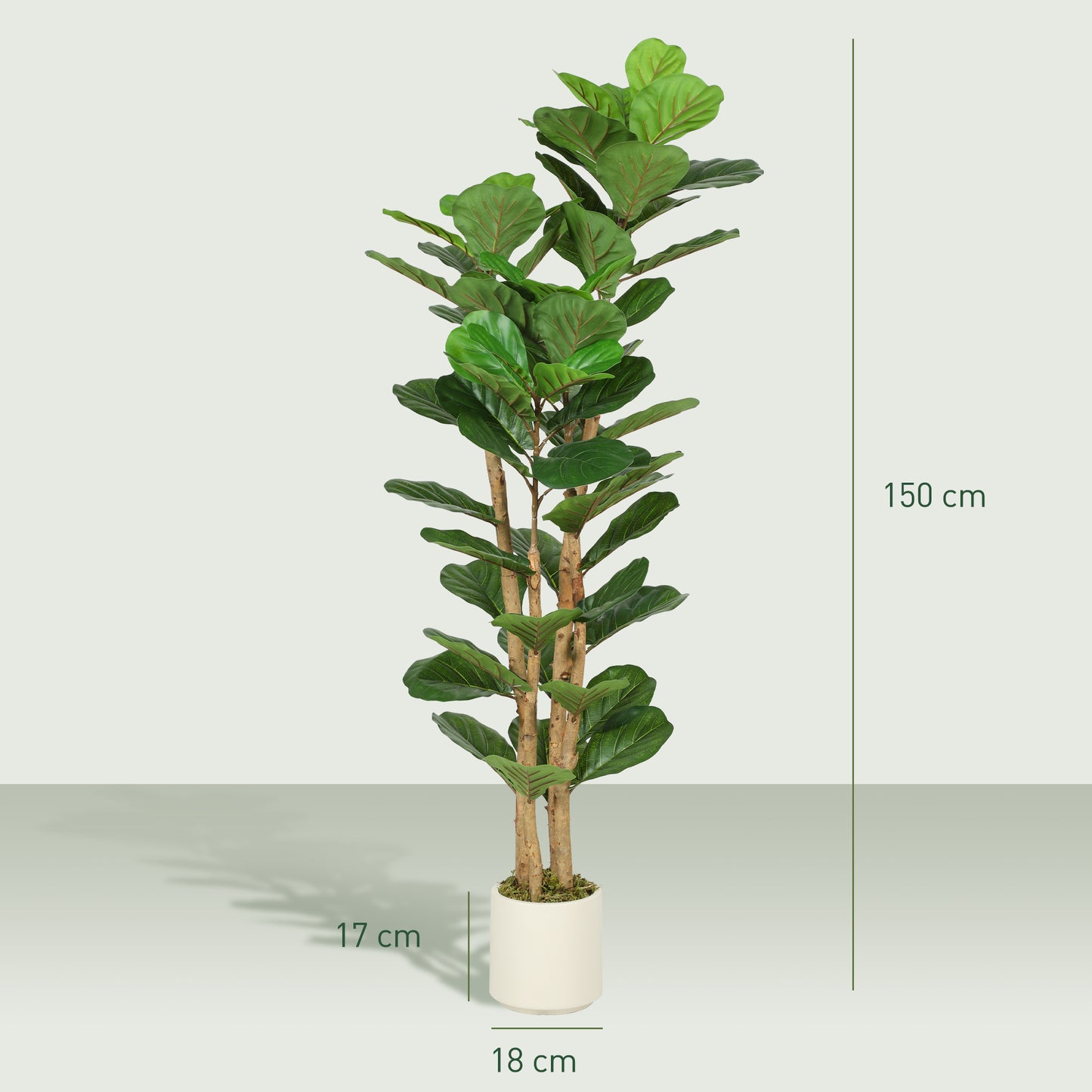 150cm Artificial Fiddle Leaf Fig Tree with Solid Wood Trunks