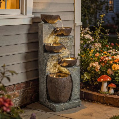 Outdoor Fountain, Resin Freestanding Garden Fountain