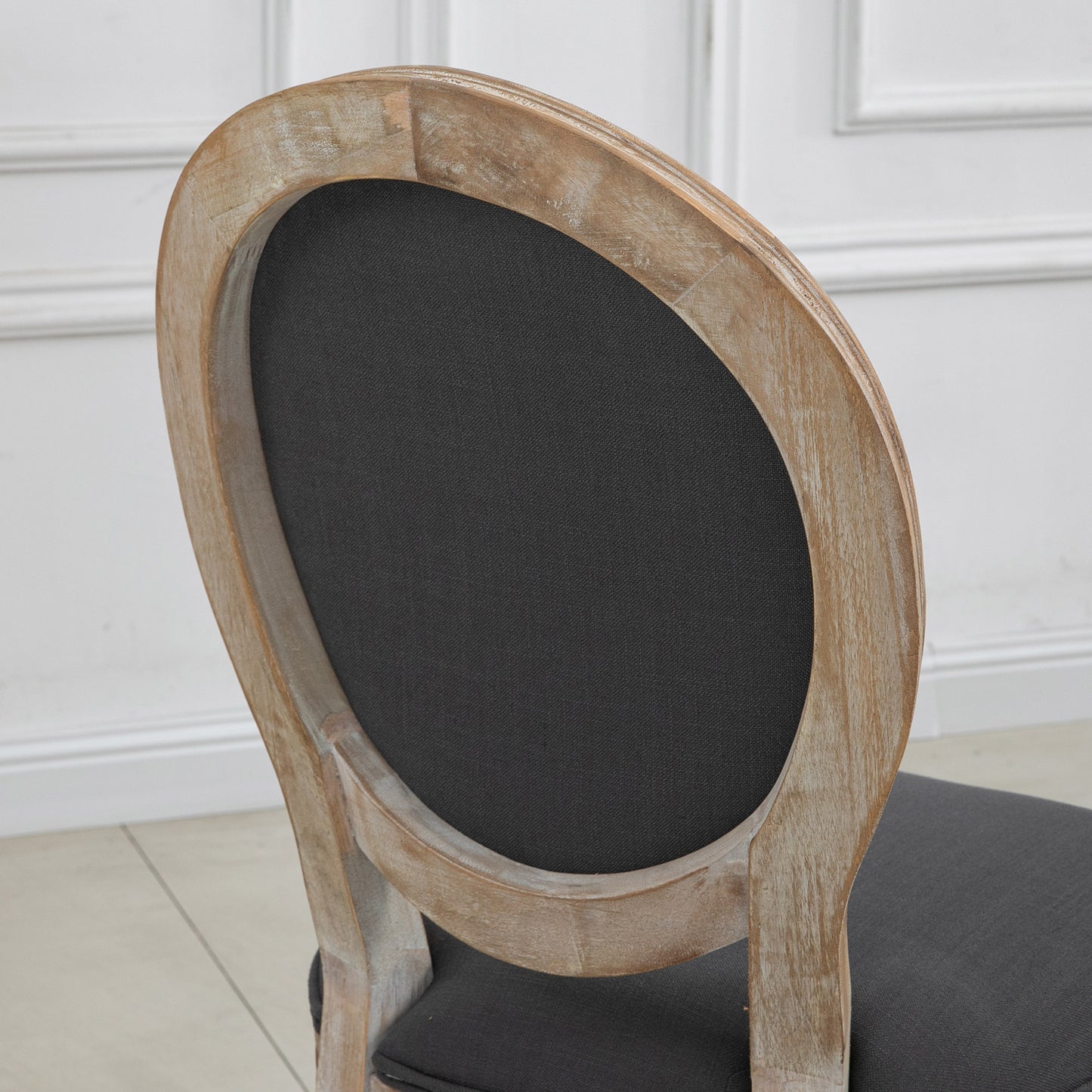 French-Style Dining Chairs Set of 2 with Linen Upholstery, Grey
