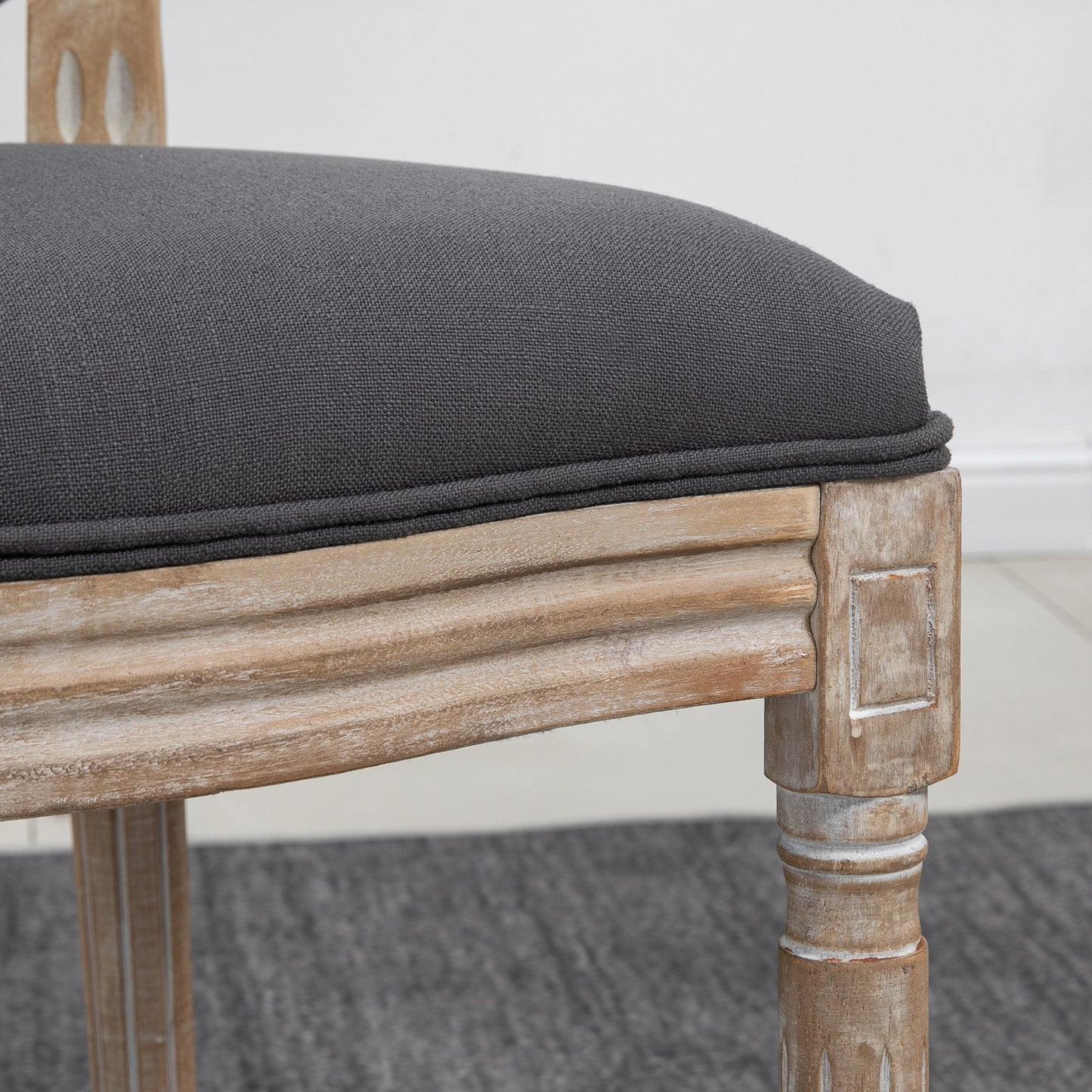 French-Style Dining Chairs Set of 2 with Linen Upholstery, Grey