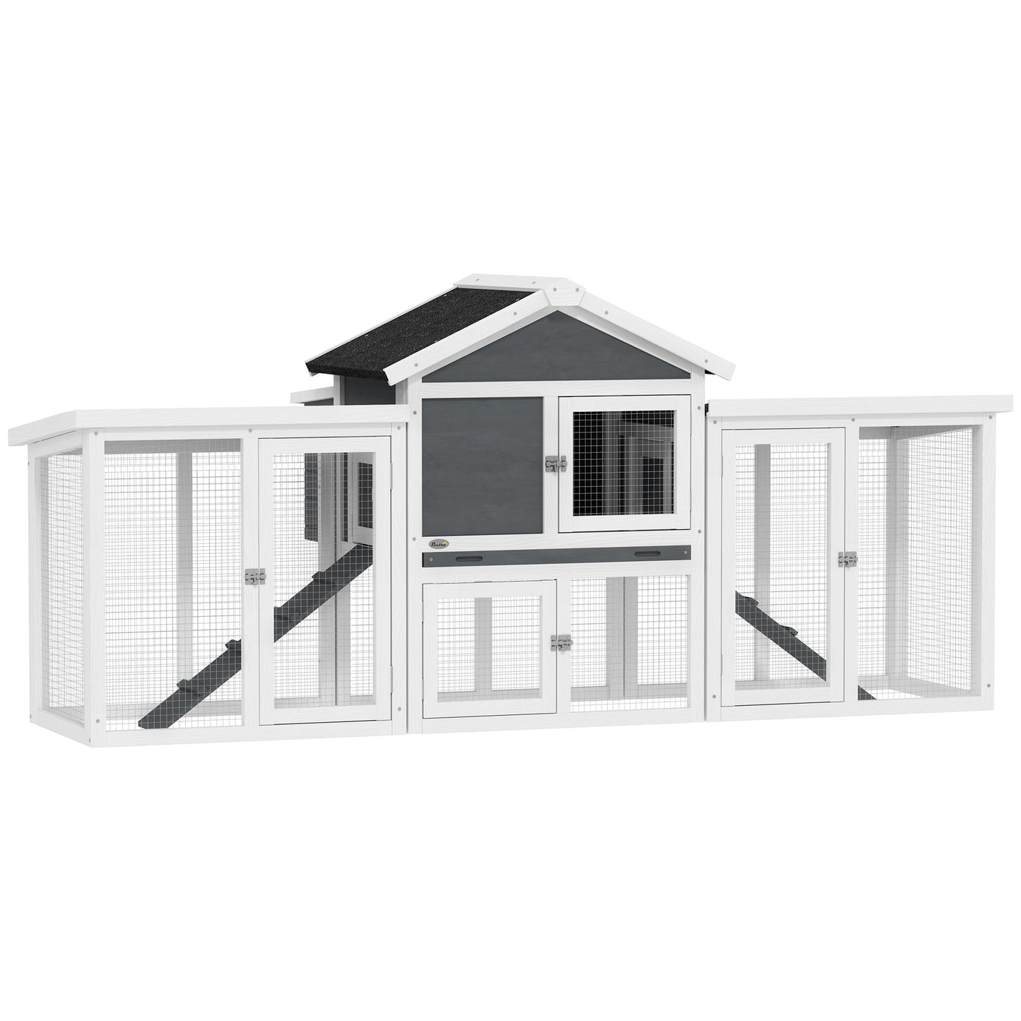 PawHut Wood Chicken Coop Hens Cage Poultry House with Nesting Boxes Run