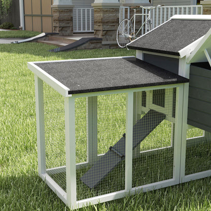 PawHut Wood Chicken Coop Hens Cage Poultry House with Nesting Boxes Run