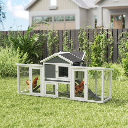 PawHut Wood Chicken Coop Hens Cage Poultry House with Nesting Boxes Run
