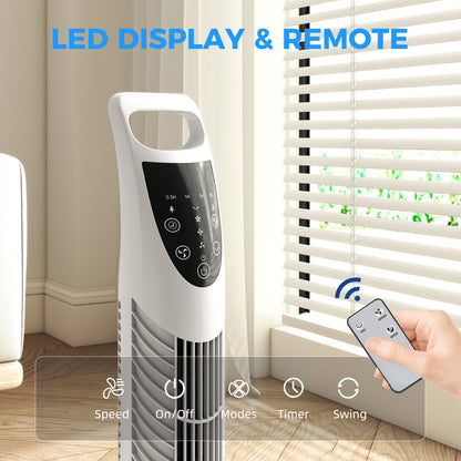 78.5cm Oscillation Tower Fan with Remote Control 3-Speed Wind White