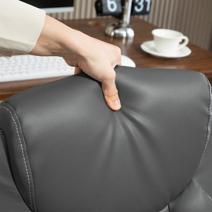 PU Leather Office Desk Chair with Thick Cushion, Charcoal Grey