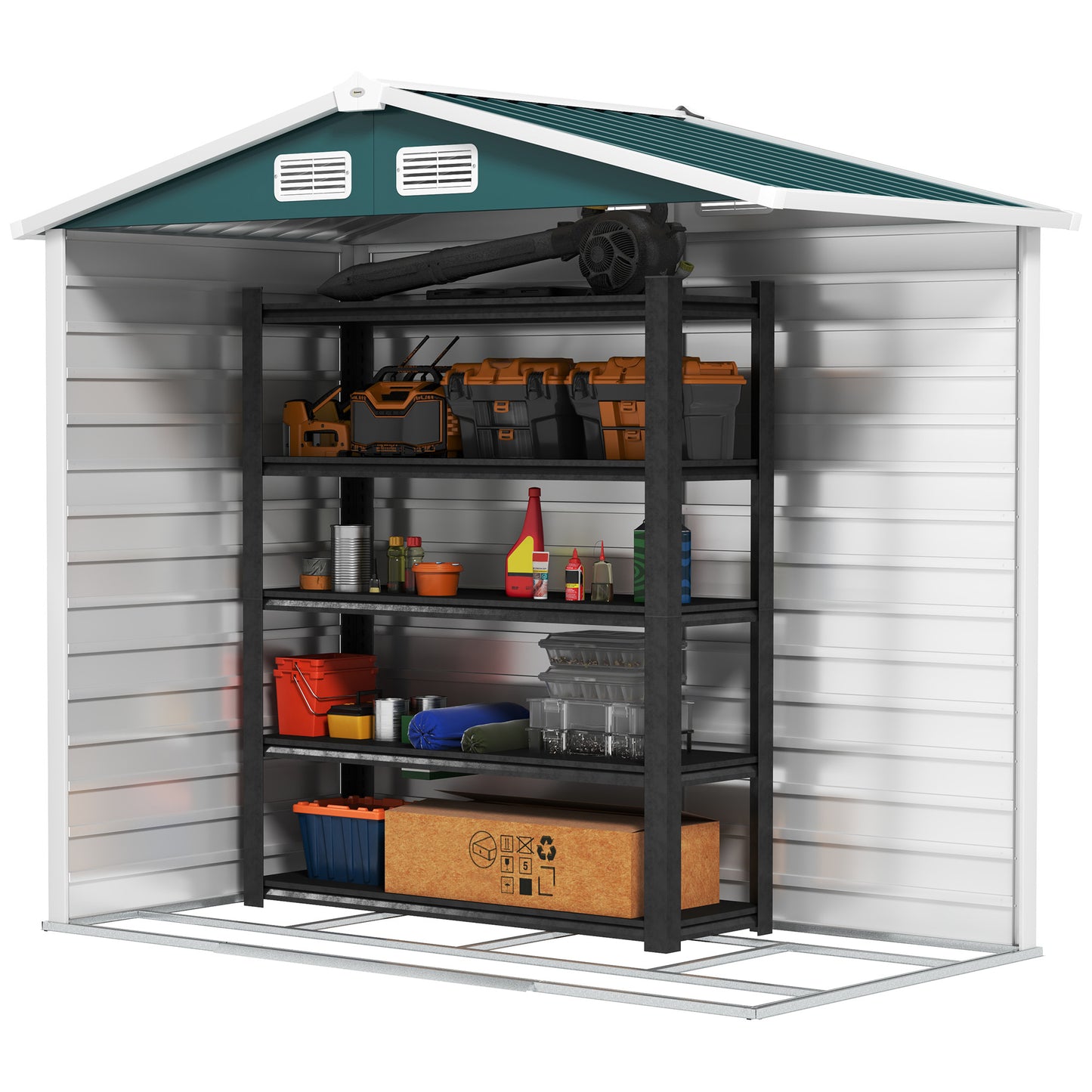 7 x 4ft Upgraded Metal Shed with Lock, Easy to Assemble, Green