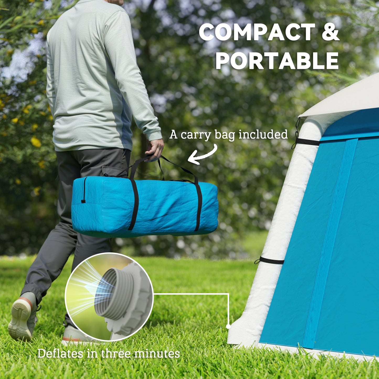 Inflatable Camping Tent, 2 Man Tent, Light Blue