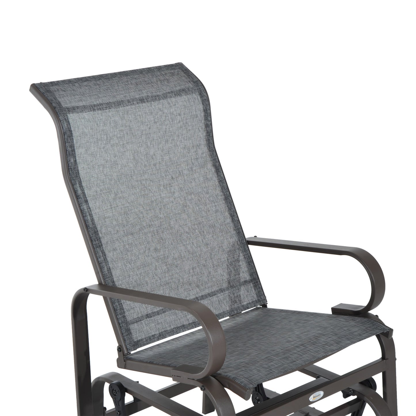 Outdoor Gliding Rocking Chair with Sturdy Metal Frame Garden Comfortable Swing Chair for Patio, Backyard and Poolside, Grey