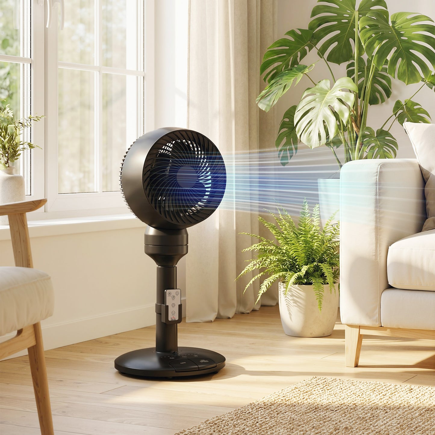 9" Pedestal Cooling Fan with Adjustable Speed and Mode, Black
