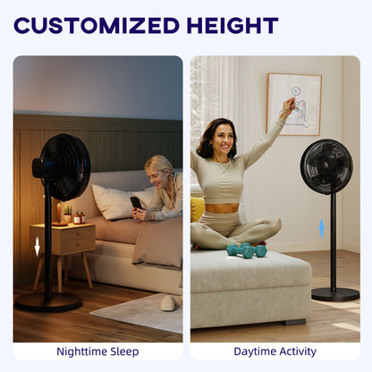 40 cm Standing Pedestal Fan, Quiet Electric Cooling Floor Fan, Black