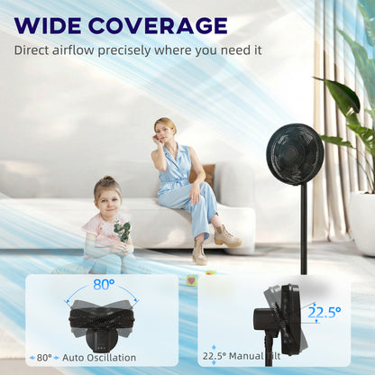 40 cm Standing Pedestal Fan, Quiet Electric Cooling Floor Fan, Black