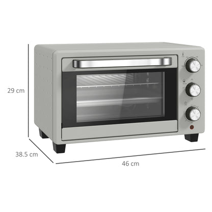 Mini Oven 21L Electric Grill w/ Adjustable Temp 1400W, Silver Tone