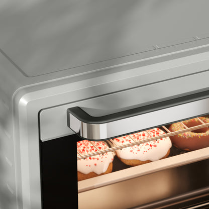 Mini Oven 21L Electric Grill w/ Adjustable Temp 1400W, Silver Tone