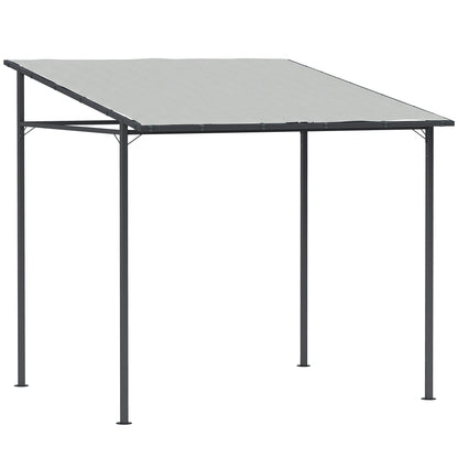 2.4 x 2.4 m Wall Mounted Pergola Gazebo, UPF30+, Light Grey