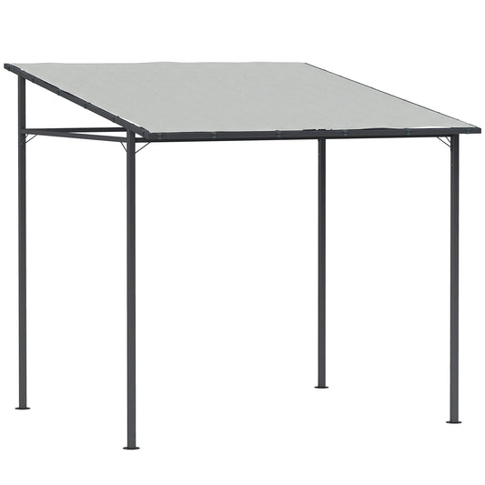 2.4 x 2.4 m Wall Mounted Pergola Gazebo, UPF30+, Light Grey