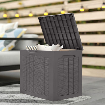 93L Plastic Garden Storage Box, Storage Container w/ Handles, Brown