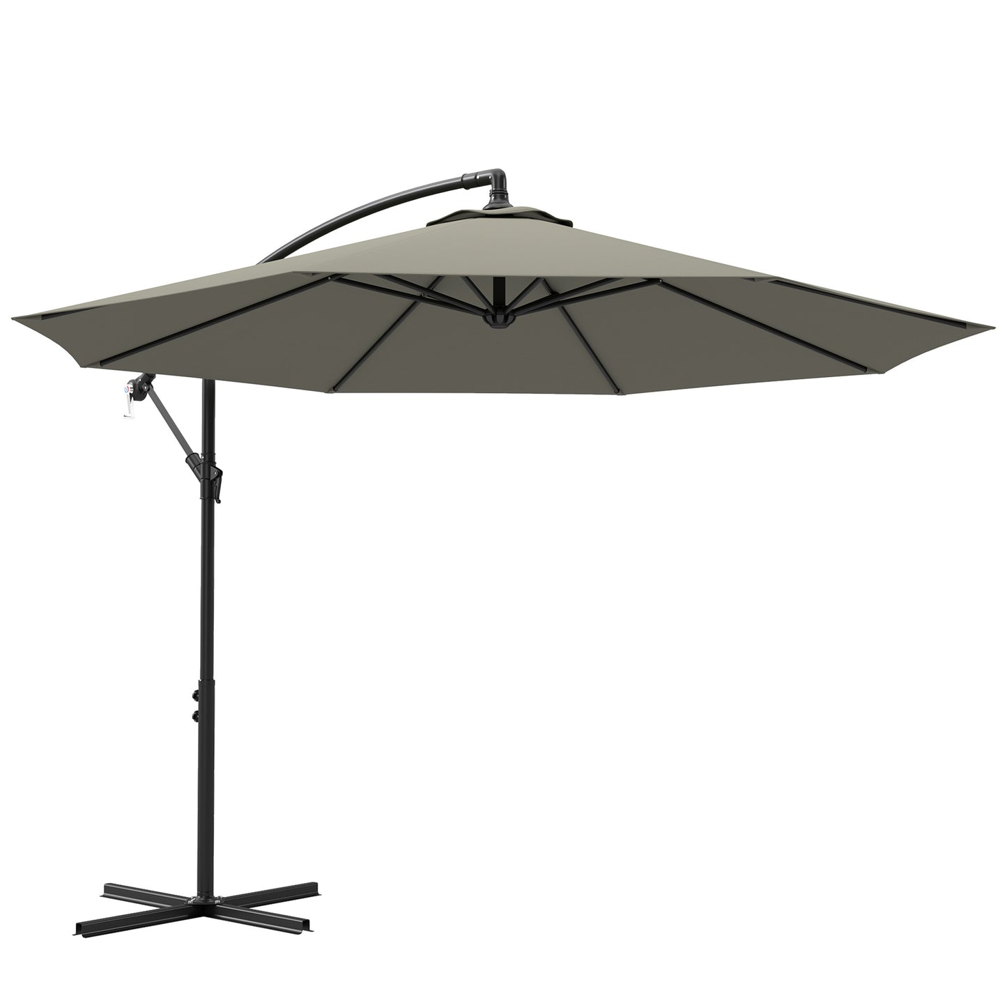 3(m) Cantilever Parasol Banana Umbrella w/ Crank, Light Grey