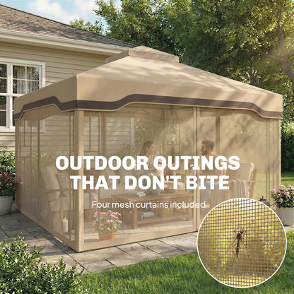 3 x 3.6 m Garden Gazebo with Shelves, UPF50+ Permanent Gazebo