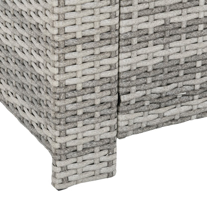 6Pcs Rattan Set Coffee Table Footstool Outdoor w/ Cushion Light Grey