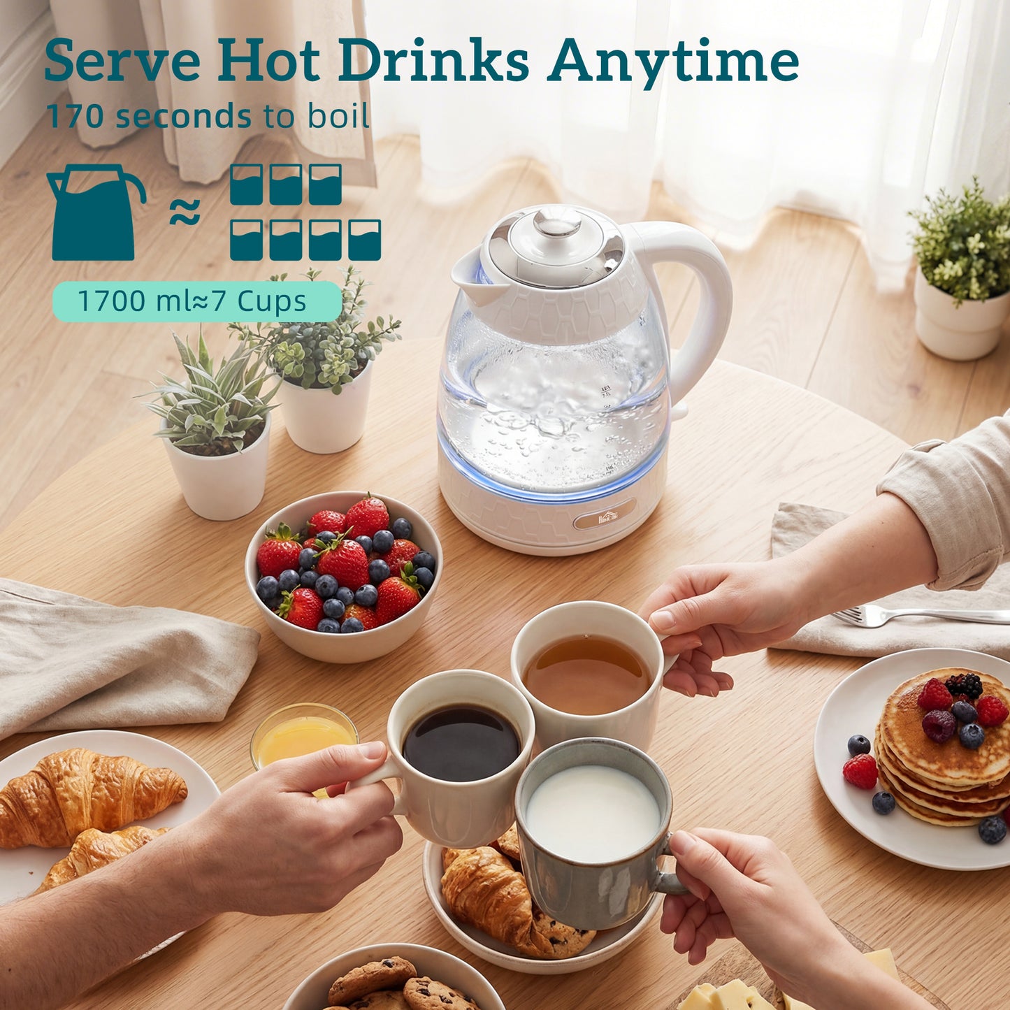 Kettle and Toaster Set with Strix Thermostat, Crumb Tray, Cream